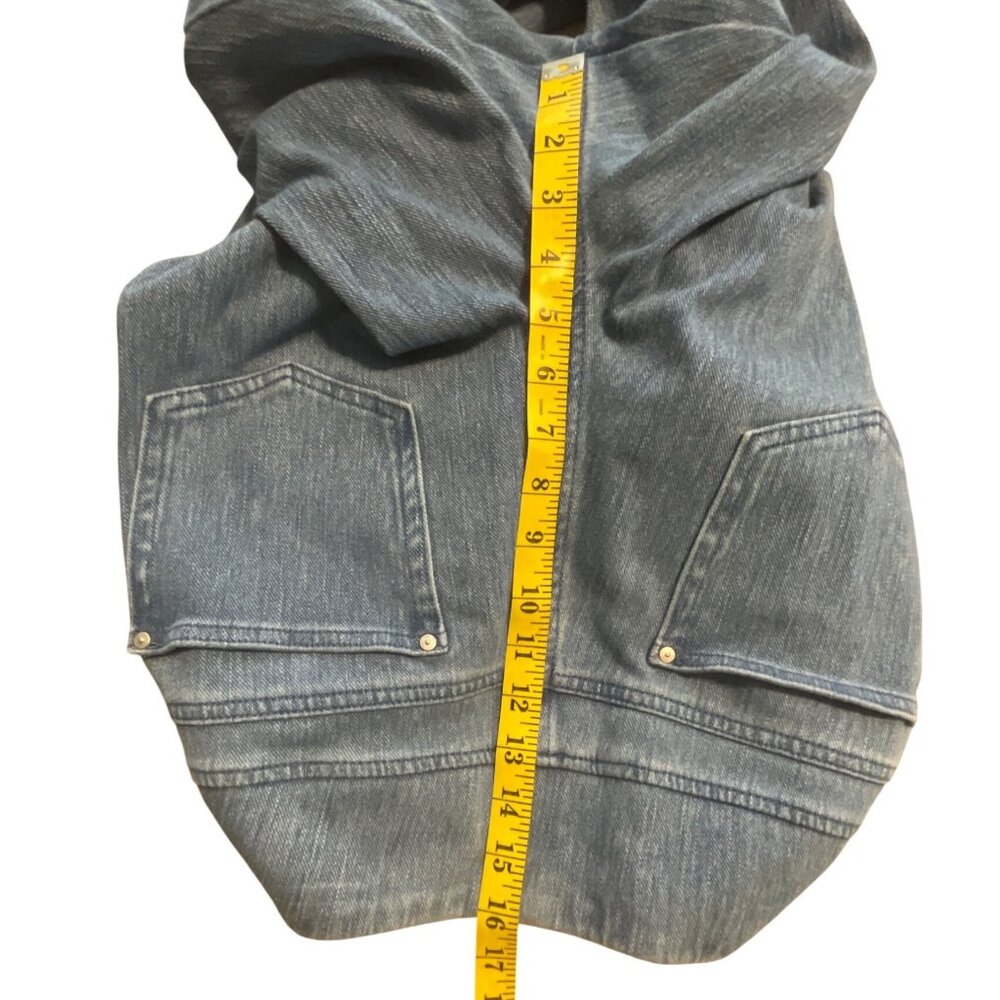 Belle Kim Gravel Medium Wash Denim Crop Jeans Orange Embroidery Size 16 - Picture 15 of 16